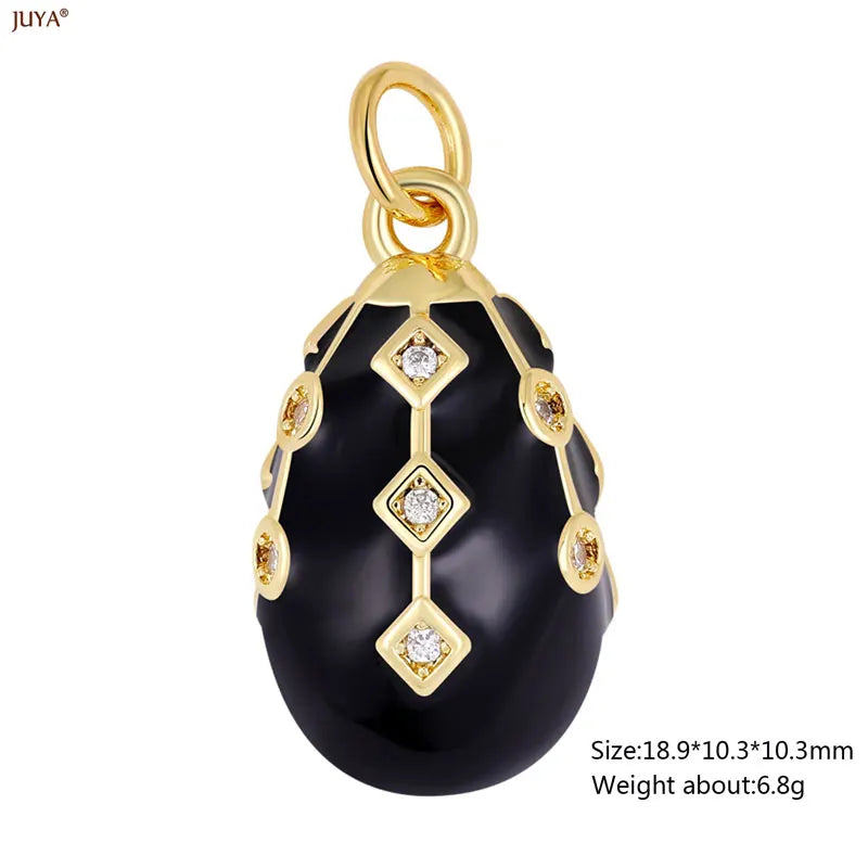 JUYA New 3D Water Drop Pendant Bohemia Type CZ Enamel Charm For DIY Women Necklaces Jewelry Making Accessories