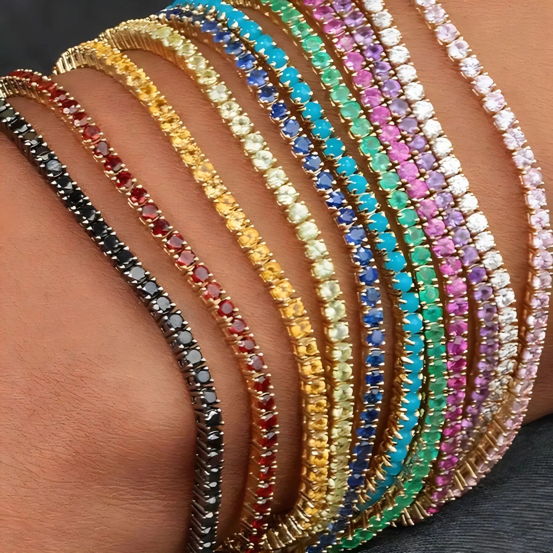 11PCS Fashion Shining Bracelet Stack Exquisite Rhinestone Elasticity Bracelet