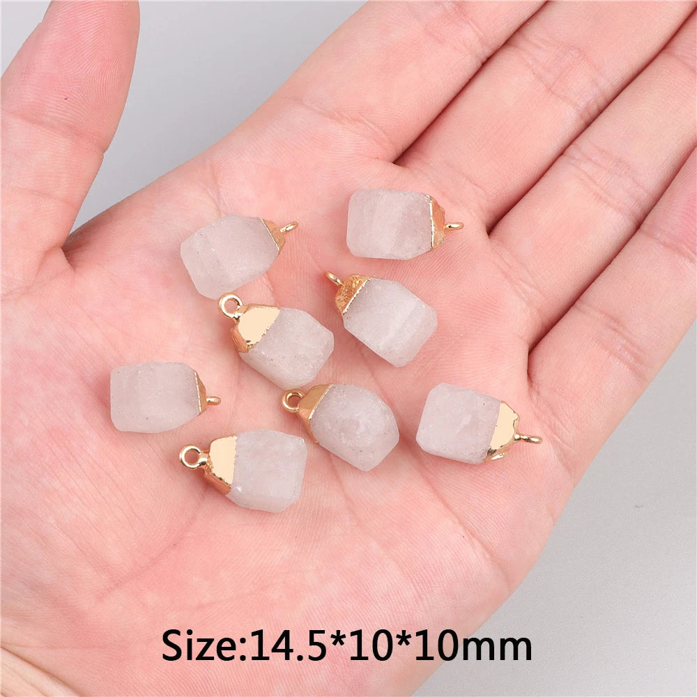 5pcs Natural Rough Stone Pendant Irregular Shape Healing Amethysts Labradorite Agat Quartz Pendants For DIY Handmade Necklace