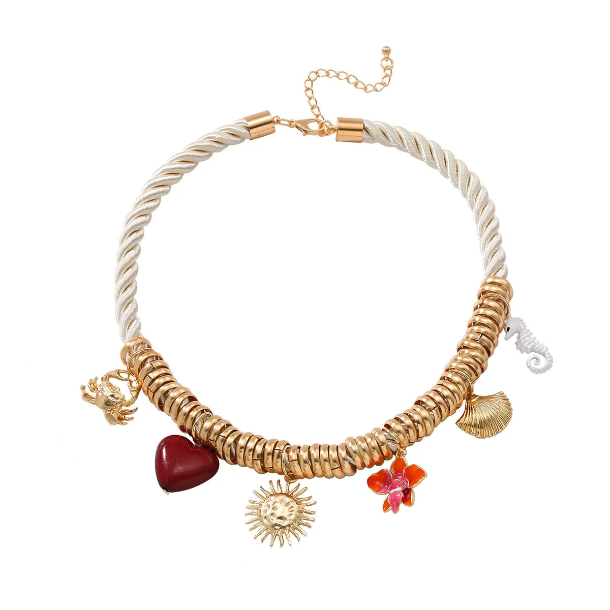 ZAA Crab Heart Flower Shell Seahorse Multi Layer Choker Necklace