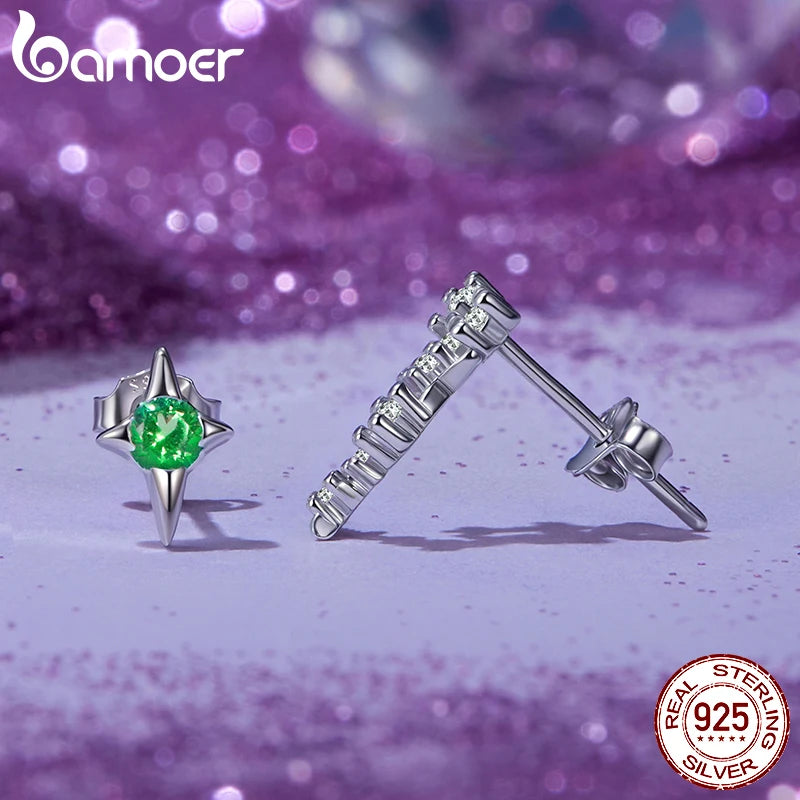 BAMOER 2025 NEW 925 Sterling Silver Zodiac Sign Earring Studs, Classic Constellation White Gold Plated Birthday Gift for Women