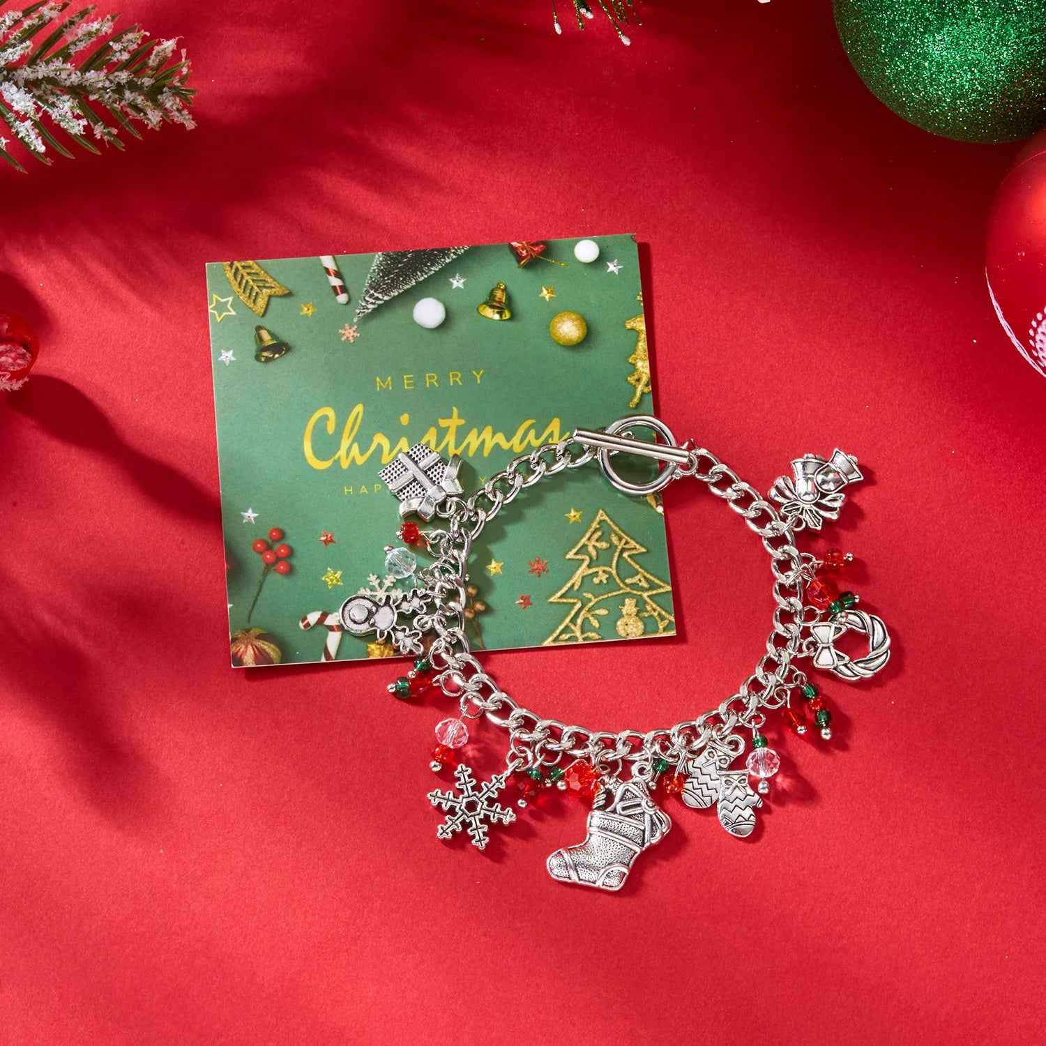 New Fashion Christmas Metal Chain Bracelet For Women Men Zircon Snowflake Snowman Santa Claus Elk Bangles Party Jewelry Gifts