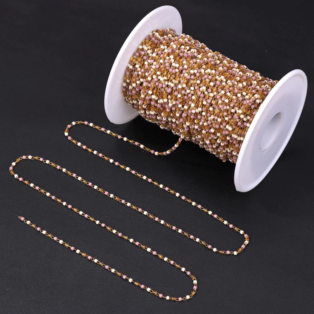 50/100cm Imitation Pearl Beads Handmade Chain Gold Color Adjustable Zinc Alloy Beading Chains For Jewelry Making Crafts Supplies