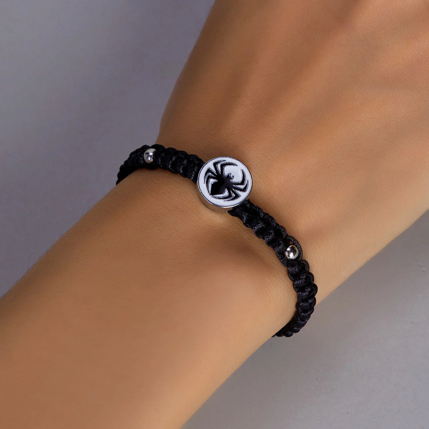 Handwoven Bat Spider Bracelet for Women Unisex Halloween Black String Rope Braided Bracelets Festival Party Jewelry Accessories