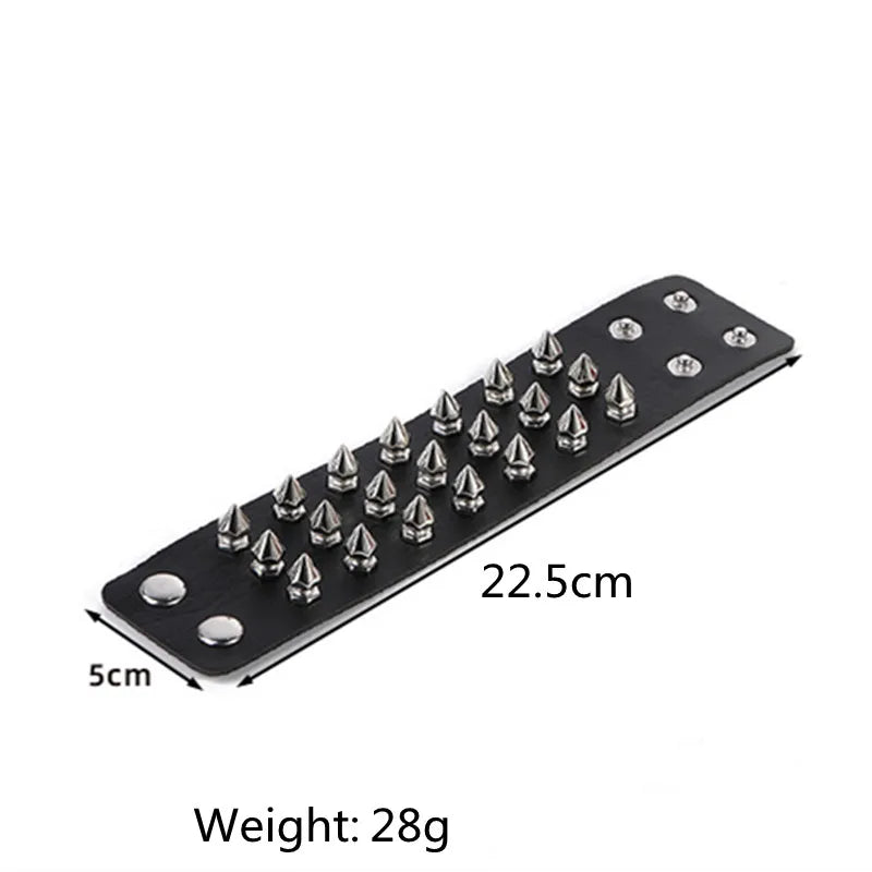 Vintage Leather Bracelets Punk Row Cuspidal Spikes Rivet Stud Wide Cuff PU Leather Punk Gothic Rock Unisex goth accessories