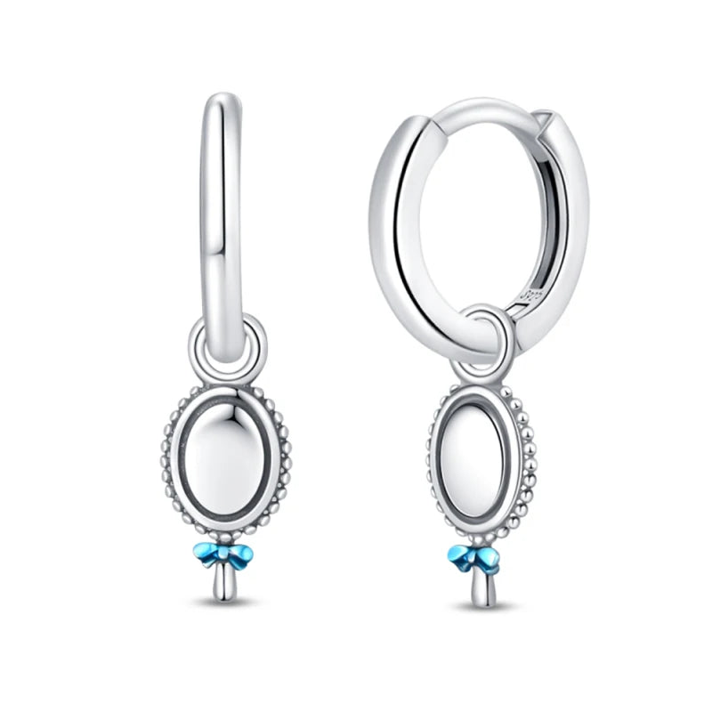 New Earring For Women 925 Silver Sparkling Butterfly Bear Pink Heart Princess Double Hoop Earrings Luxury Party Jewelry