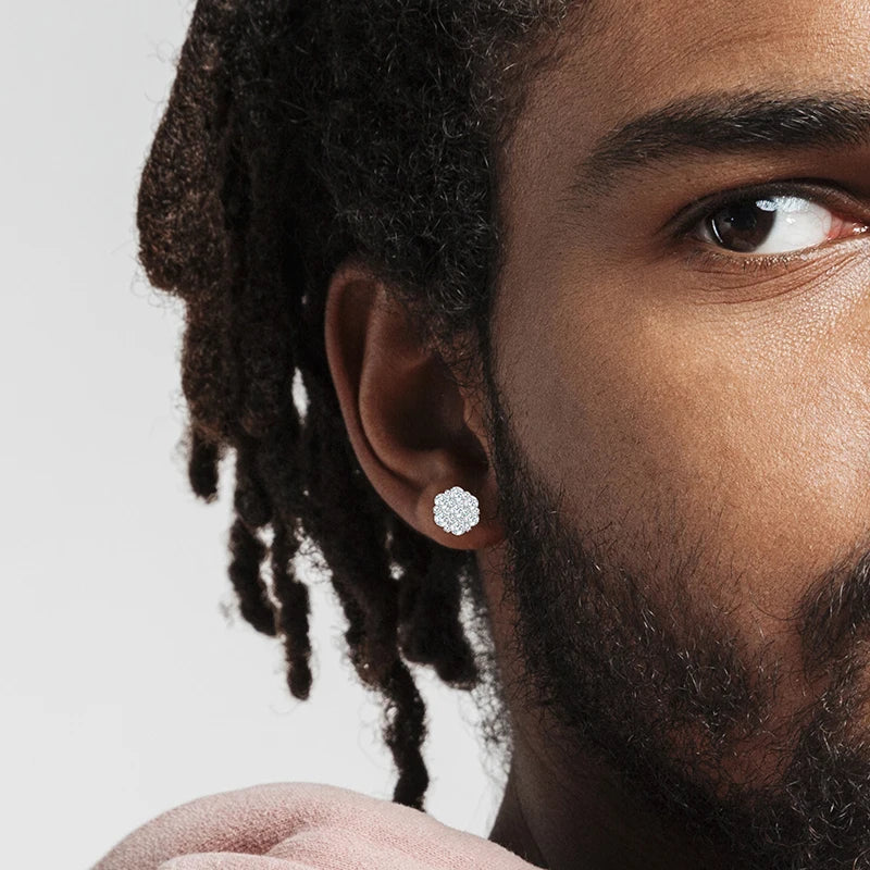 Unisex Fine Hip Hop Jewelry Moissanite Earrings For Women 925  Stud Earrings