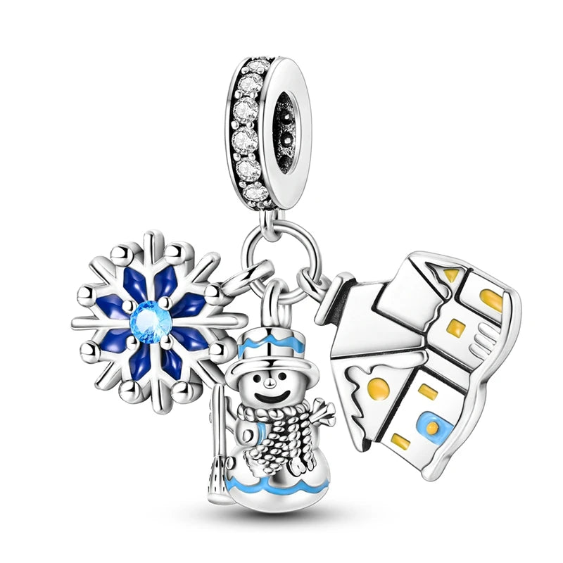 New 925 Sterling Silver Charms Beads Snowman Christmas Halloween Charm Pendent Fit Original Charm Bracelet Women Jewelry Gift - Madeinsea©