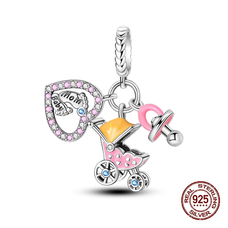 Original 925 Sterling Silver Charms Beads Graduation Season College Entrance Bachelor's Cap Pendant for Bracelet Charm Jewelry