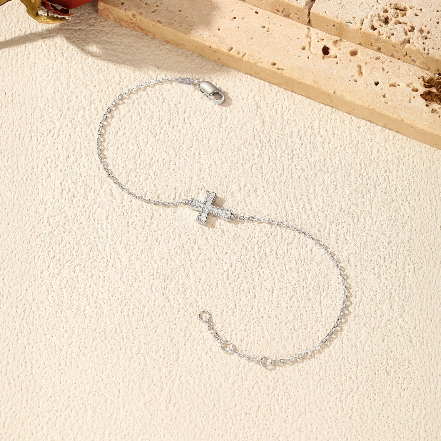 MODIAN D Color VVS1 Sparkling Moissanite 925 Sterling Silver Classic Simple Cross Link Chain Bracelet For Women OL Fine Jewelry