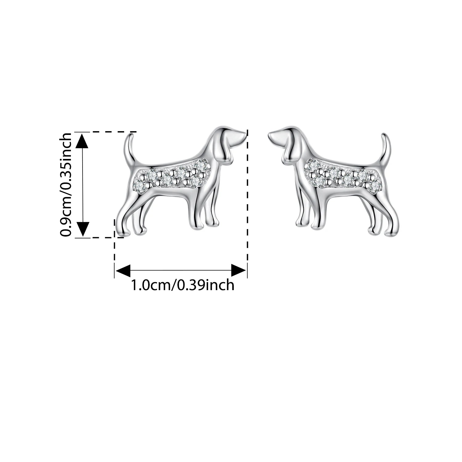 BISAER 925 Sterling Silver Golden Retriever Stud Earrings Pet Dog Earrings Pavé Setting Zircon Plated White Gold Women Jewelry