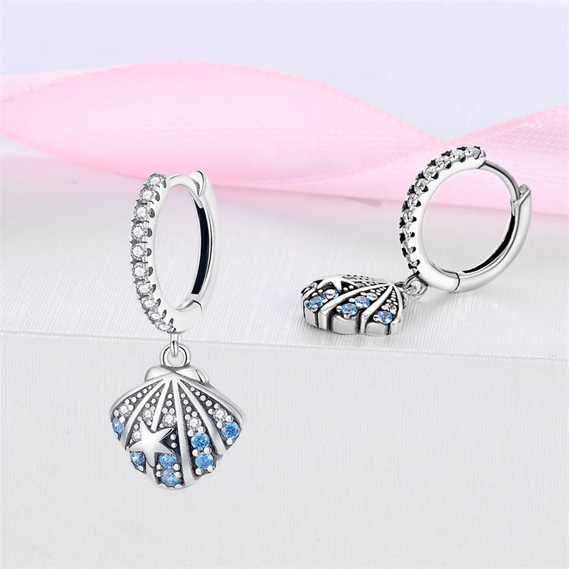 Fashion 925 Silver Earring Blue Zircon Star Moon Butterfly Irregularity Earrings For Woman Fine Engagement Birthday Jewelry Gift