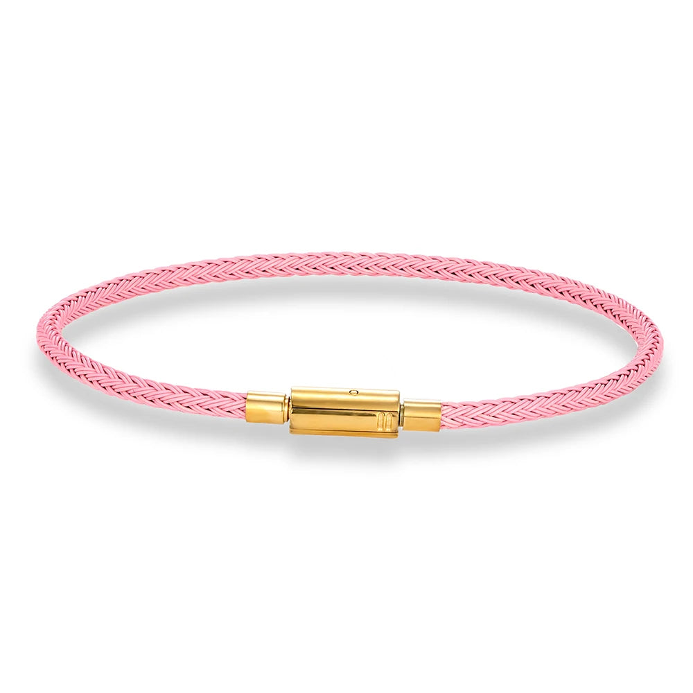 MKENDN Classic Men Women Jewelry 2-3mm Non-fading Steel Wire Thin Rope Bracelet Button Clasp Classic Cuff DIY Charm Bracelet