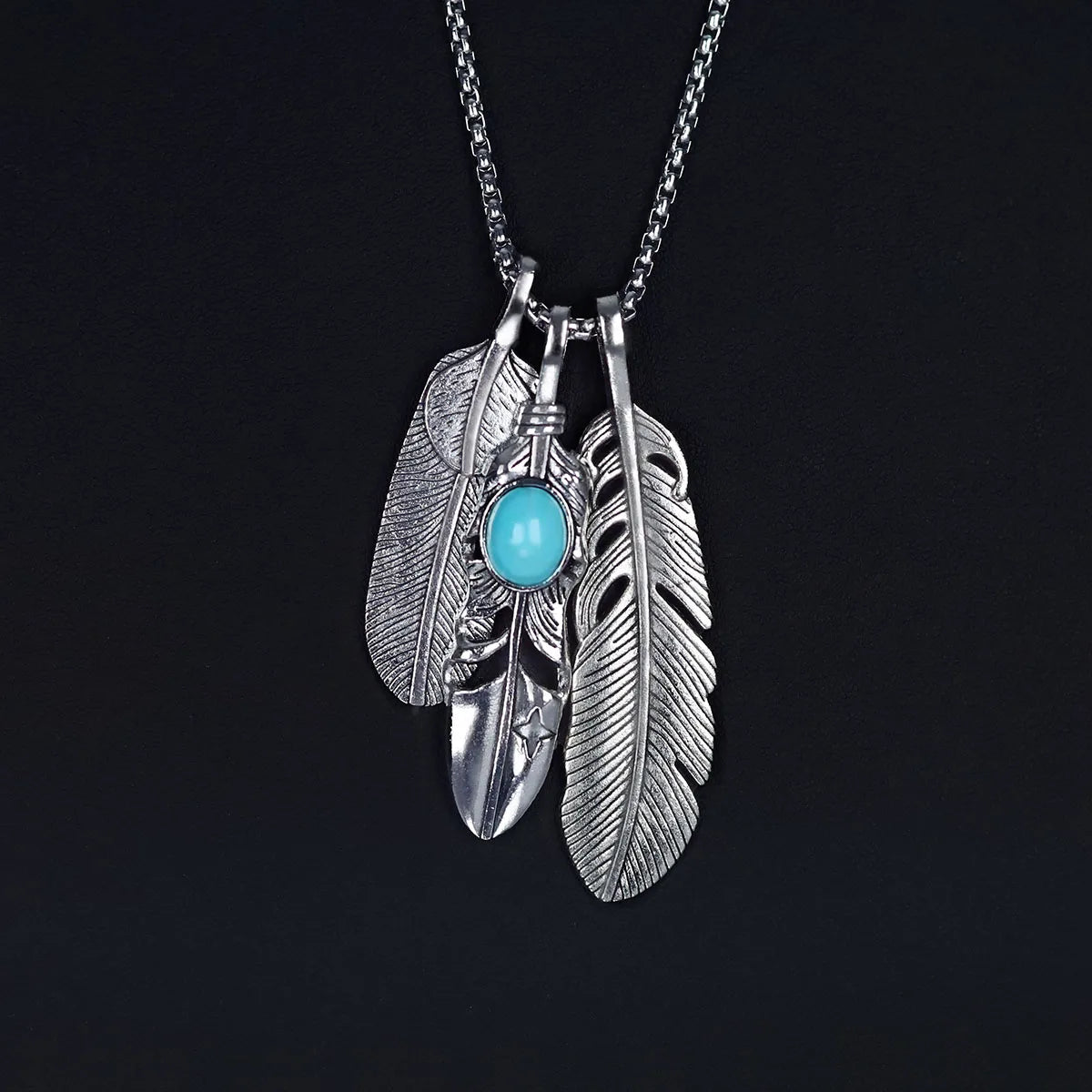 Markenversion von Takahashi-Feder-Anhänger-Halskette für Männer, Flut, Retro-Blätter, lange Pulloverkette, Unisex, Hip-Hop-Schmuck, Großhandel