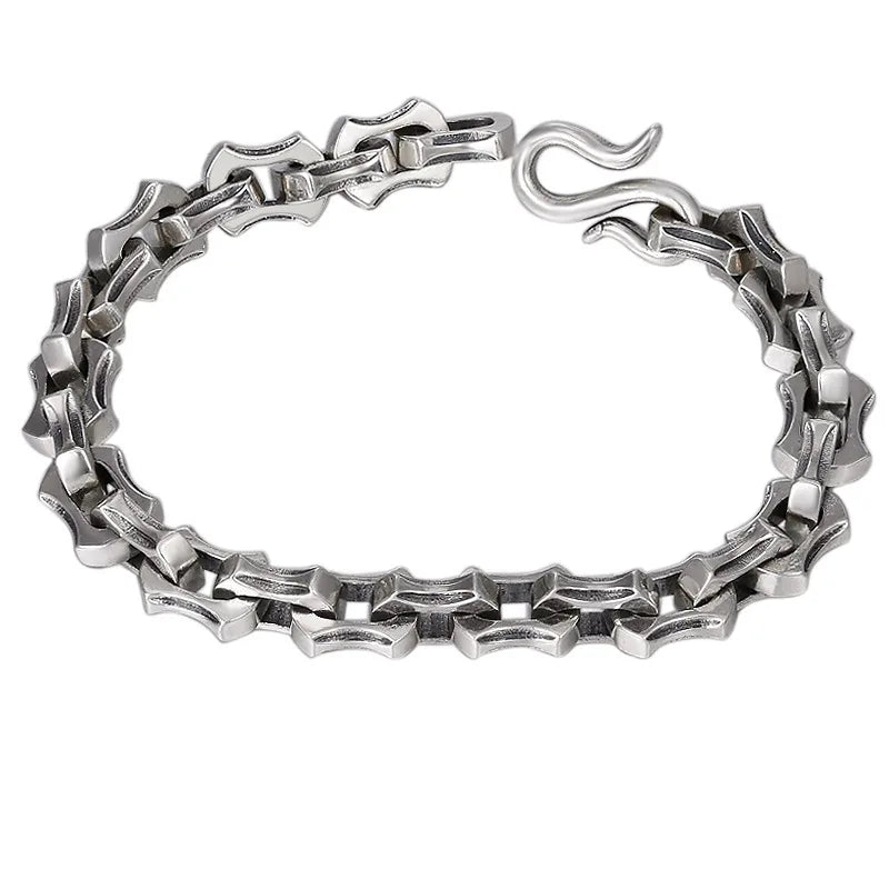 MKENDN  Punk Rock Vintage Oxidized Black Keel Chain Link Men Bracelet Punk Metal  Motorcycle Bracelets Male Jewelry