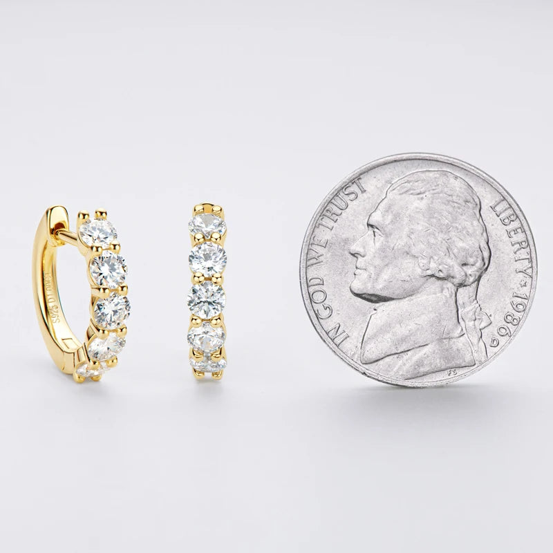 OXTAO Real 925 Silver 3.5mm Moissanite Clip Earrings Female Jewelry Hoop Earring  Sparkling Lab Diamond Wedding Party Jewelry