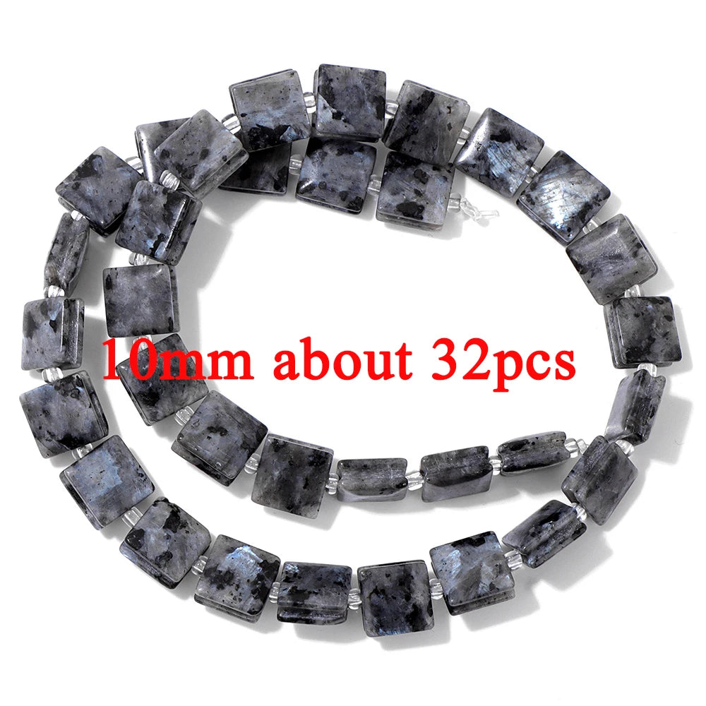 Natural Dark Labradorite Stone Bead Black Spectrolite Faceted Round Leaf Square Loose Spacer Beads For Jewelry Making Handmade