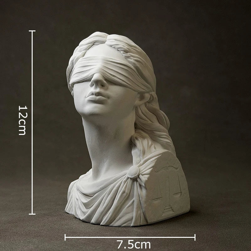 Goddess of Justice Themis Plaster Statue Desk Decoration Classical Artwork Half Body Characters Sculpture Room Aesthetic Decor