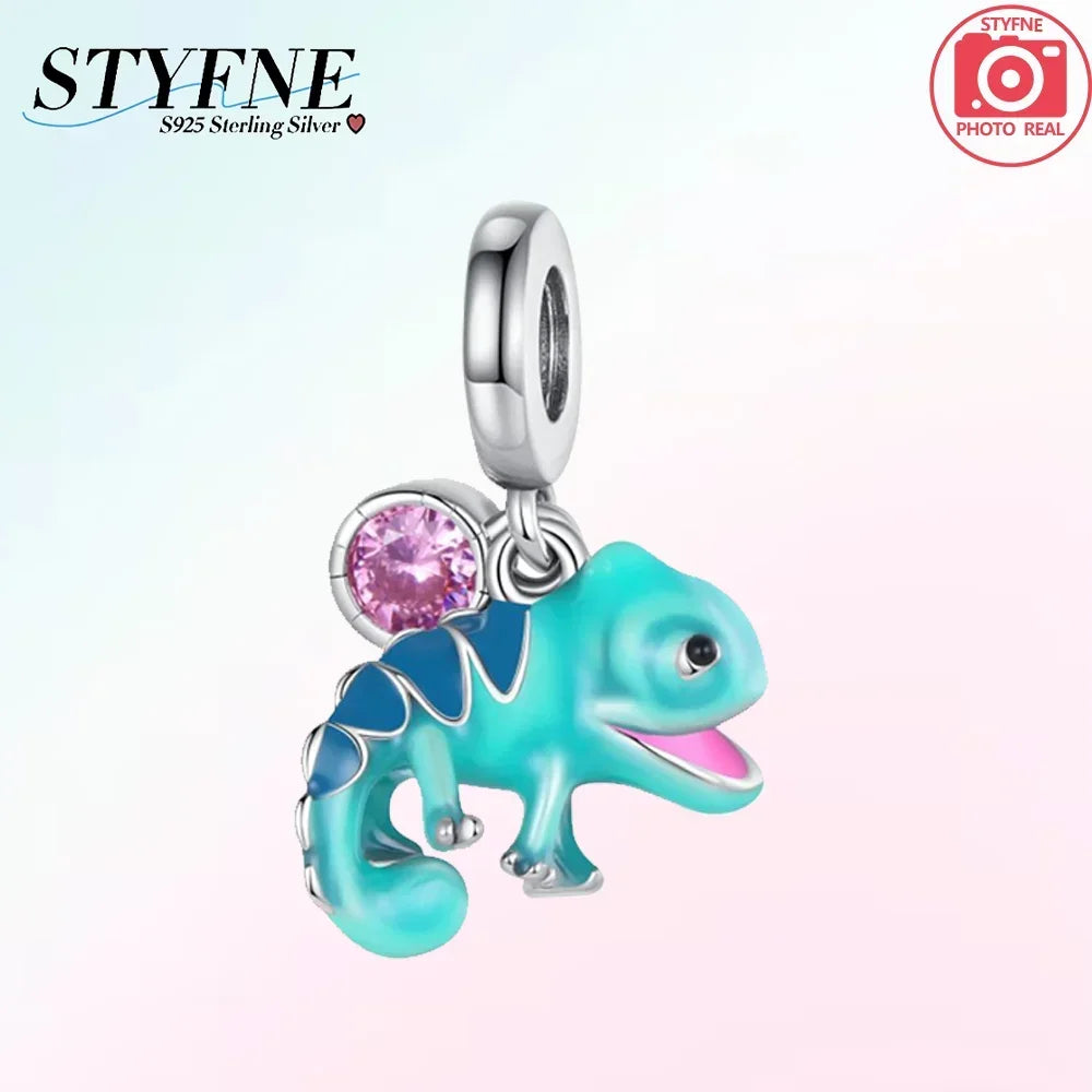 925 Sterling Silver Chameleon Luminous Firefly Butterfly Charms Beads Fit 925 Original Bracelets Fine DIY Jewelry Making
