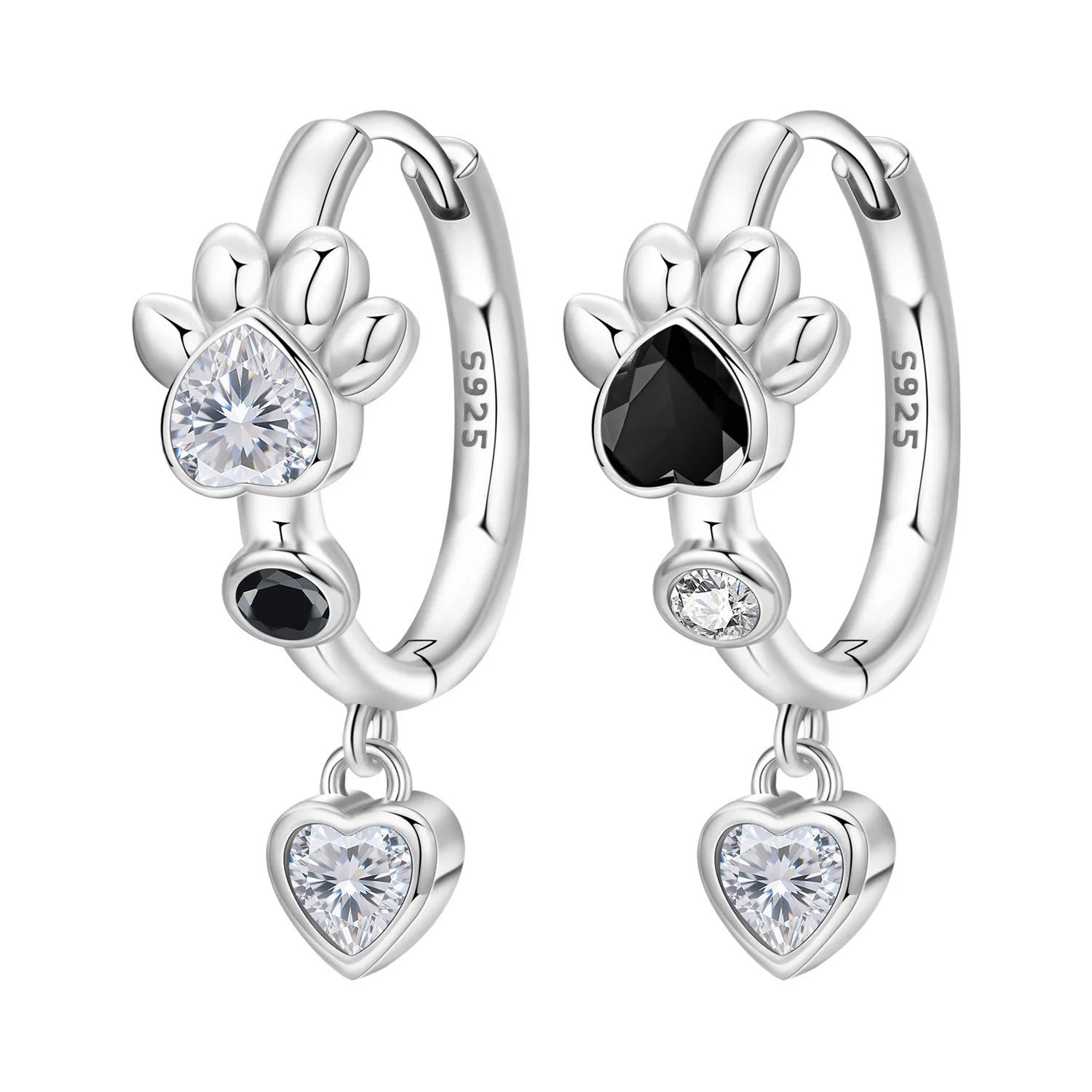 PANPOKI 925 Sterling Silver Double Layer Pet Paw Print Drop Earrings Women Earrings Charm Fashion Versatile Party Jewelry Gifts