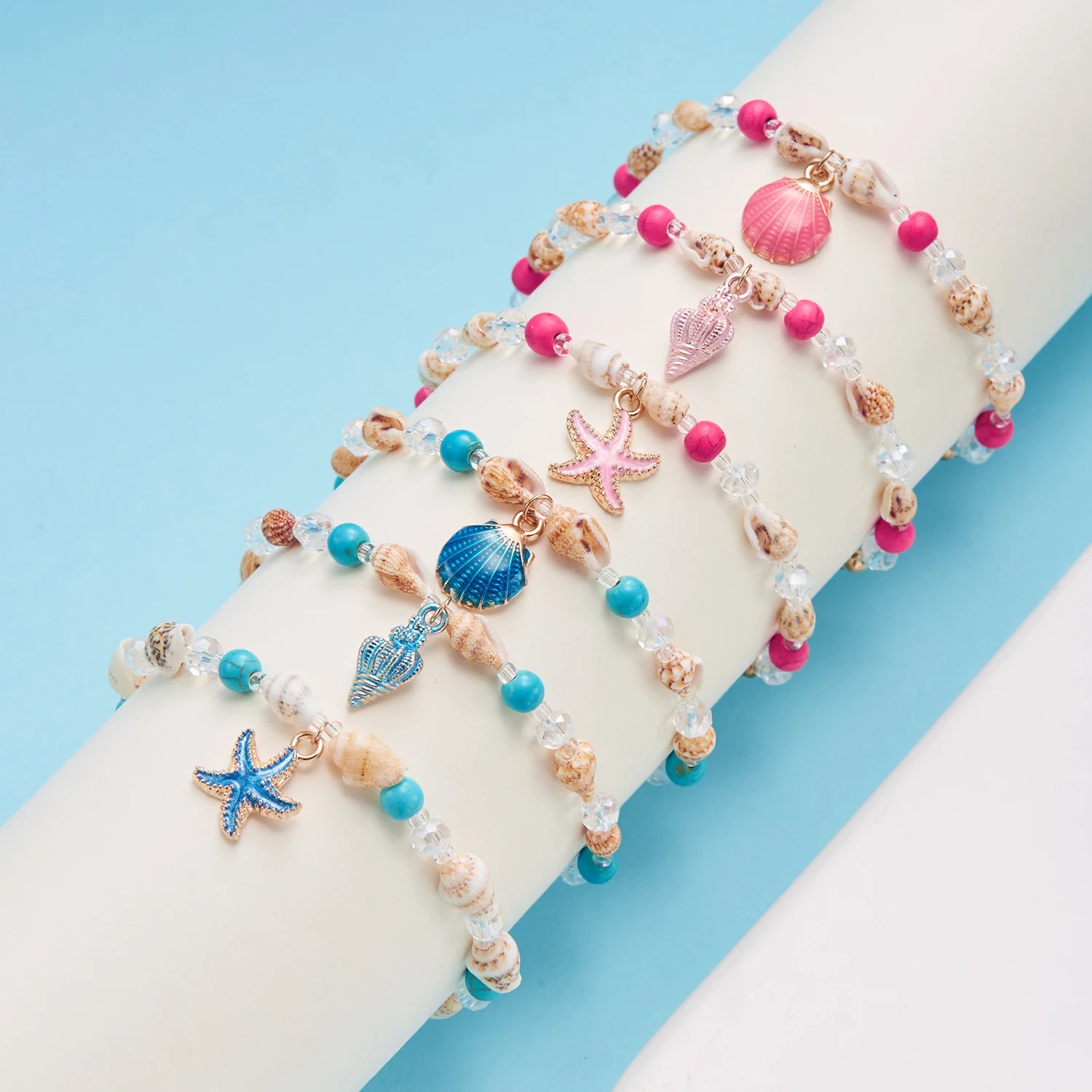 Bohemian Beach Sea Shell Conch Starfish Bracelet For Women Girl Fashion Adjustable Beaded Bangles Summer Party Jewelry Gifts