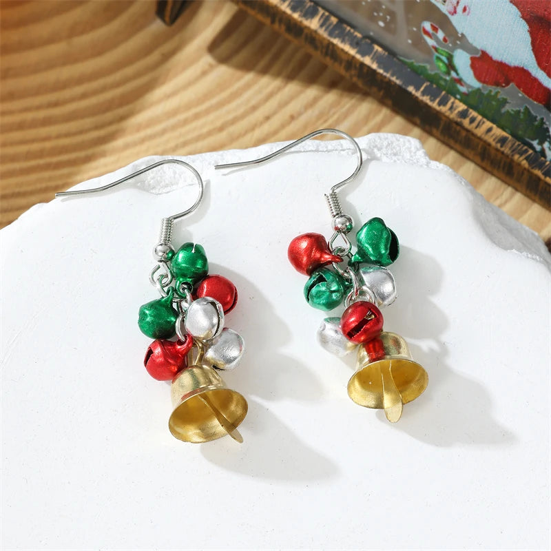 Fashion Christmas Snowflake Earrings For Women Cute Trendy Xmas Tree Colorful Bells Bow Knot Piercing Earring Party Jewelry Gift