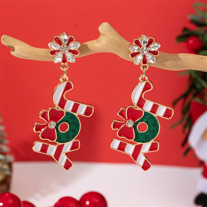 Christmas Red Zircon Pearl Bowknot Dangle Earrings For Women Santa Claus Snowflake Soldier King Pendant Earring Party Jewelry