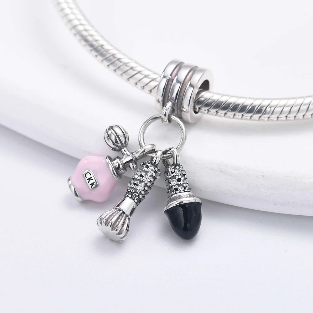New Original 925 Silver Plated Accessories Fashion Charm Perfume High Heels Bead Fit Pendant Bracelet For Women DIY Jewelry Gift