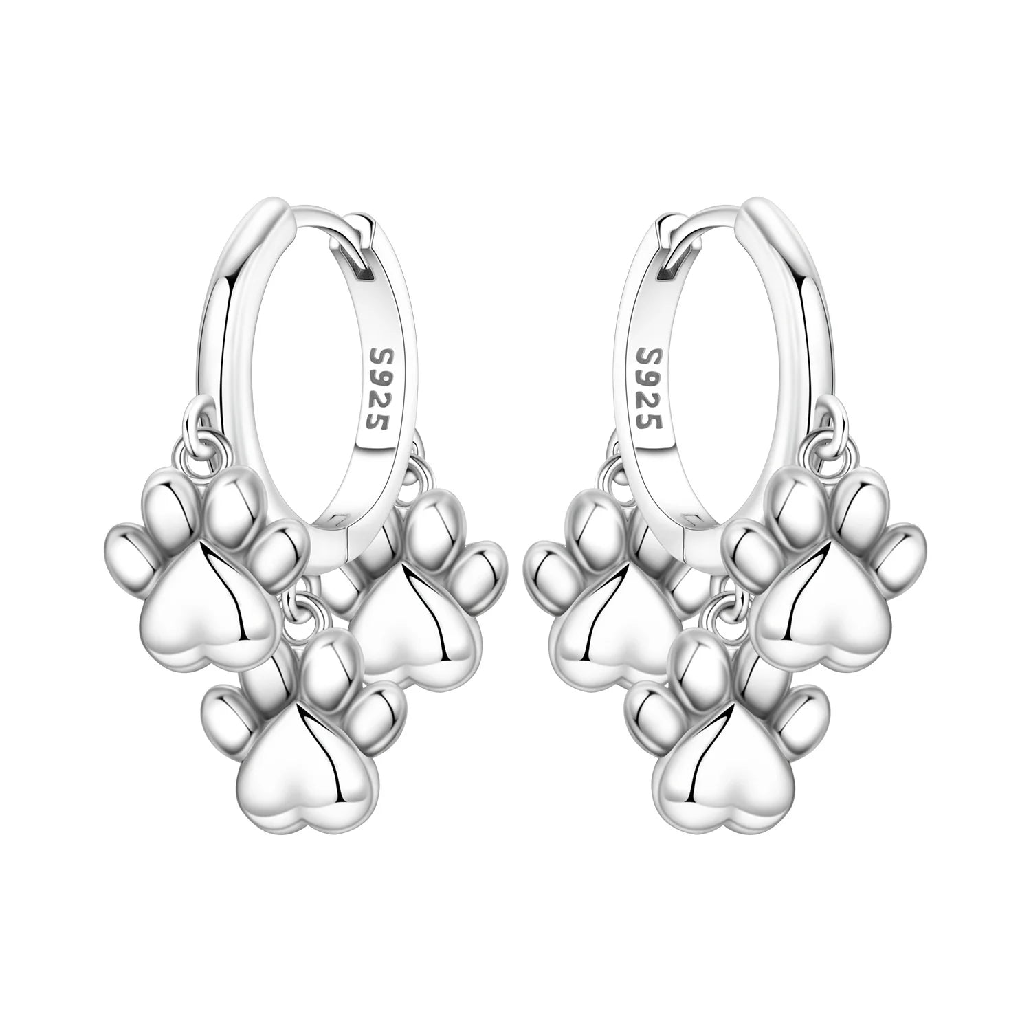 PANPOKI 925 Sterling Silver Animal Pet Paw Print Drop Earrings Women Earrings Charm Fashion Versatile Party Jewelry Gifts