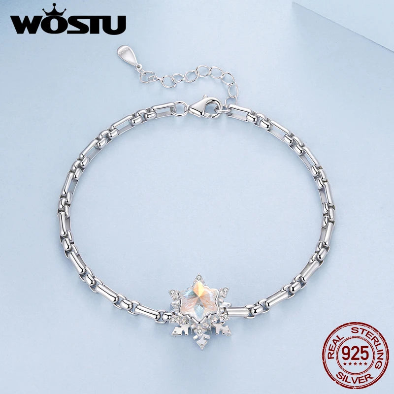 WOSTU Solid 925 Sterling Silver Thick Round Box Chain Bracelet For Women s925 Charm Bead Bracelets Jewelry Making Birthday Gift