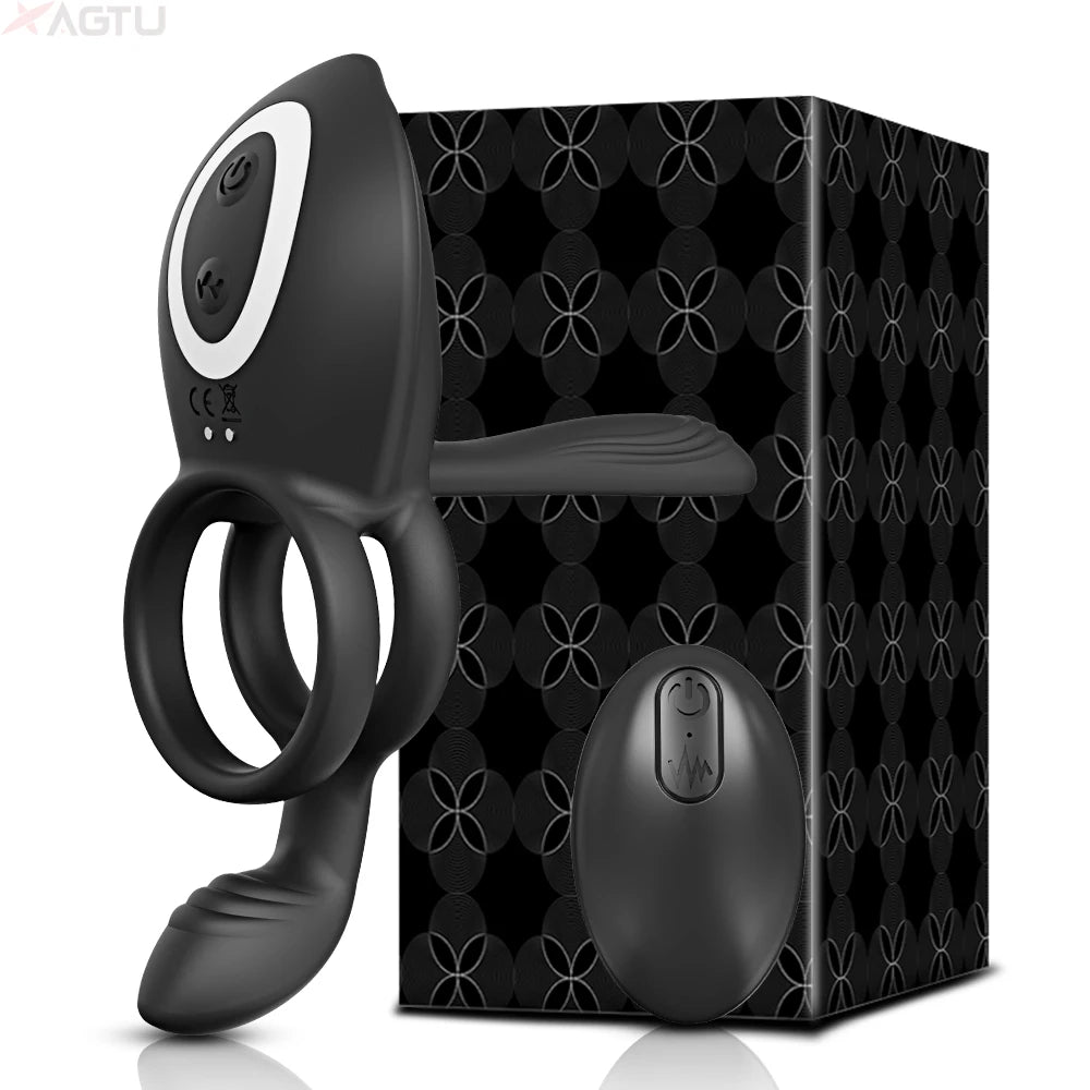 Cock Ring Vibrating for Men Ejaculation Delay Male Erectile Penis Ring G-Spot Clitoris Anal Stimulator Adult Sex Toy for Couples