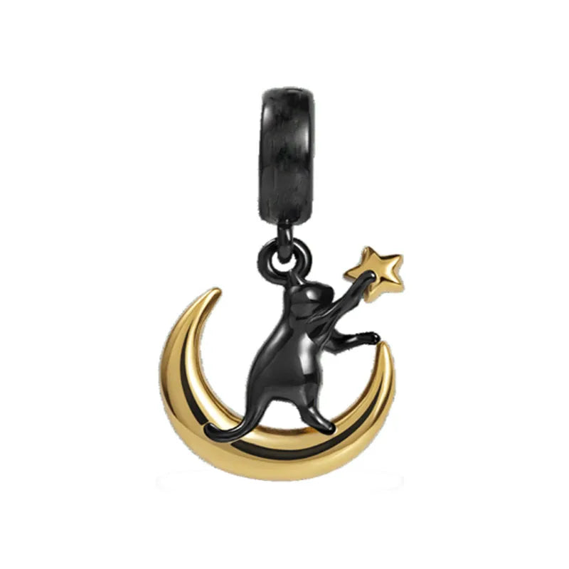 New European Style 925 Silver Black, Bagua, Watch Computer, Camera, Cat, Bead Pendant, Original Bracelet DIY Women's Jewelry