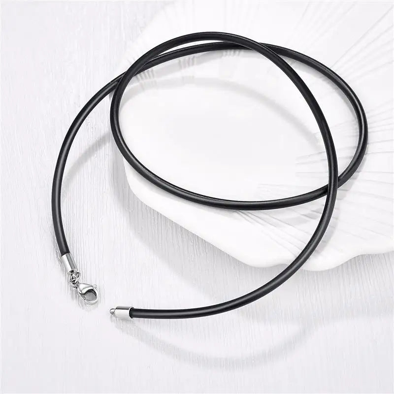 Jiayiqi Rubber Rope Necklace&Bracelets For Men Women Fashion Jewelry Gift Casual Round Neck Black Necklace DIY Rope