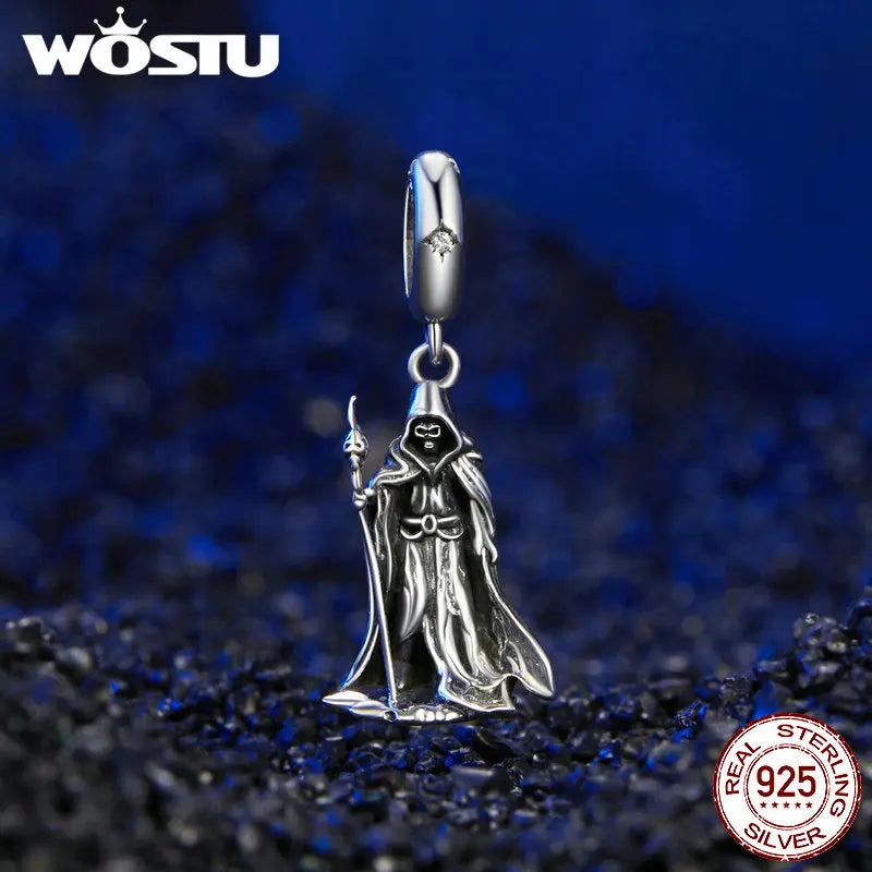 WOSTU 925 sterling silver Luminous Pumpkin Charms Elf Witch Pendant Devil's Eye Skull Beads Fit DIY Bracelet Necklace Halloween