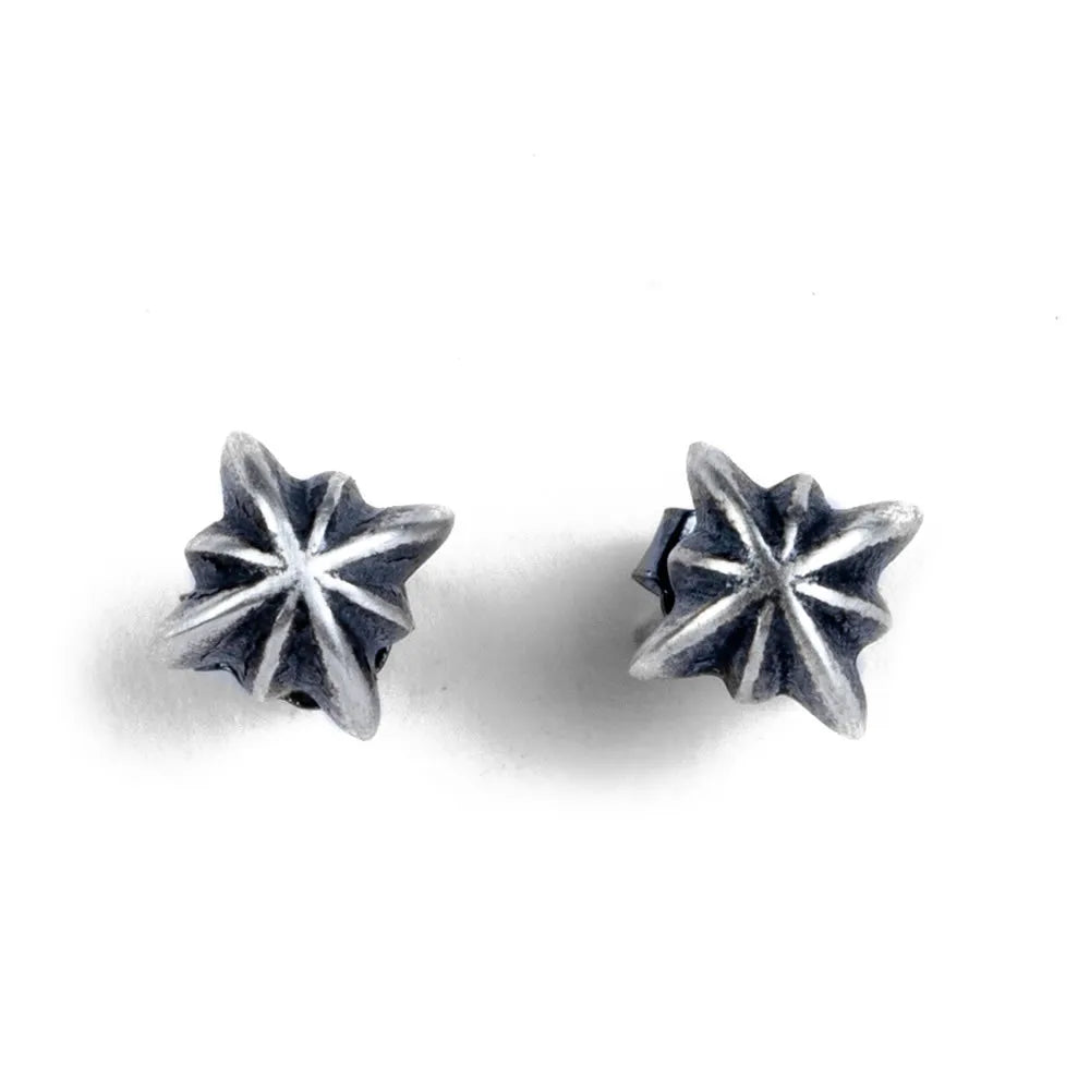 MKENDN Punk Retro Real 925 Sterling Silver Earrings Three-dimensional Carving Cross Stud Earrings Personality Jewelry