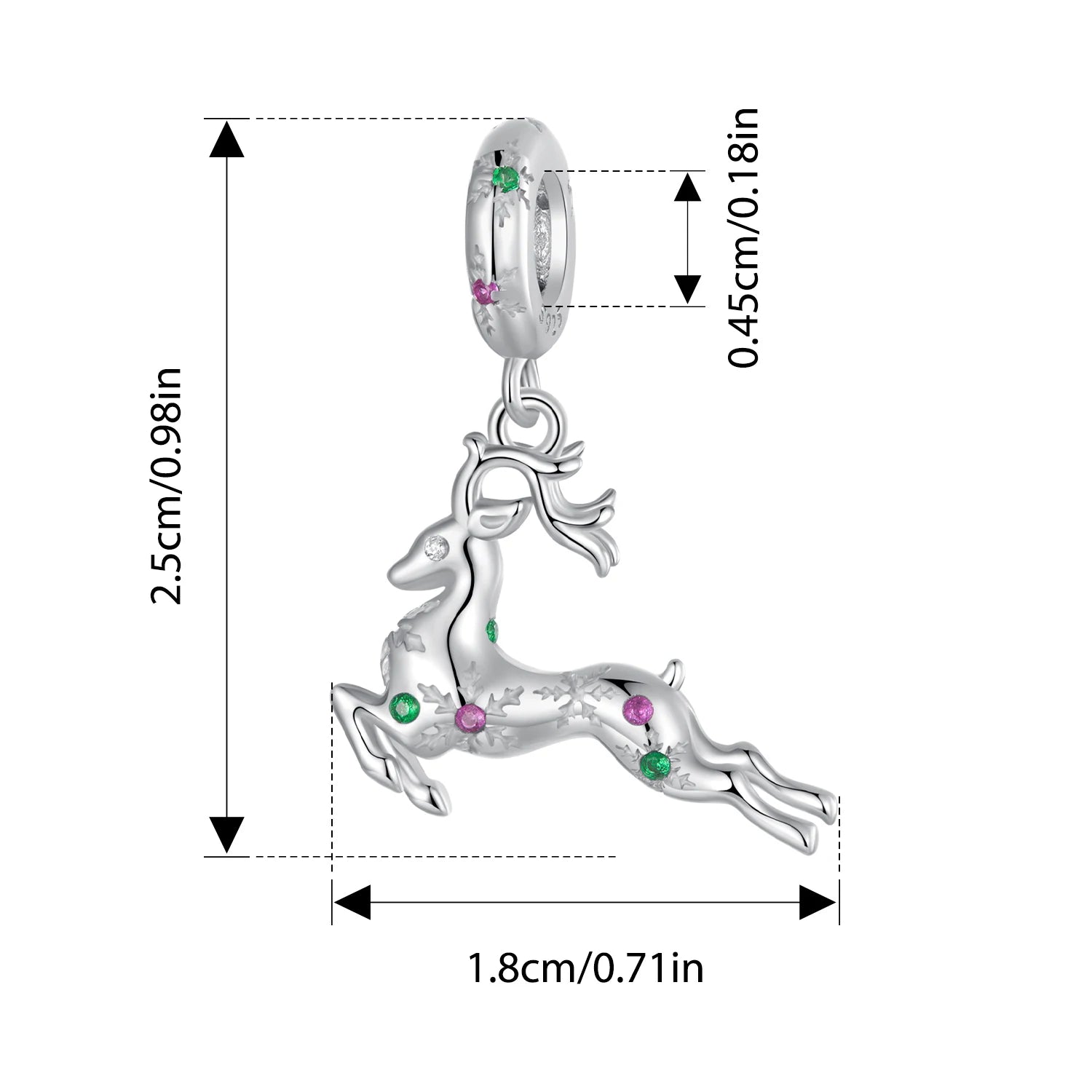 BISAER 925 Argent Sterling Noël Elk Bonhomme en Pain d'épice Père Noël Breloque Perles Arbre de Noël Cloche Renne Pendentif Fit Bracelet DIY