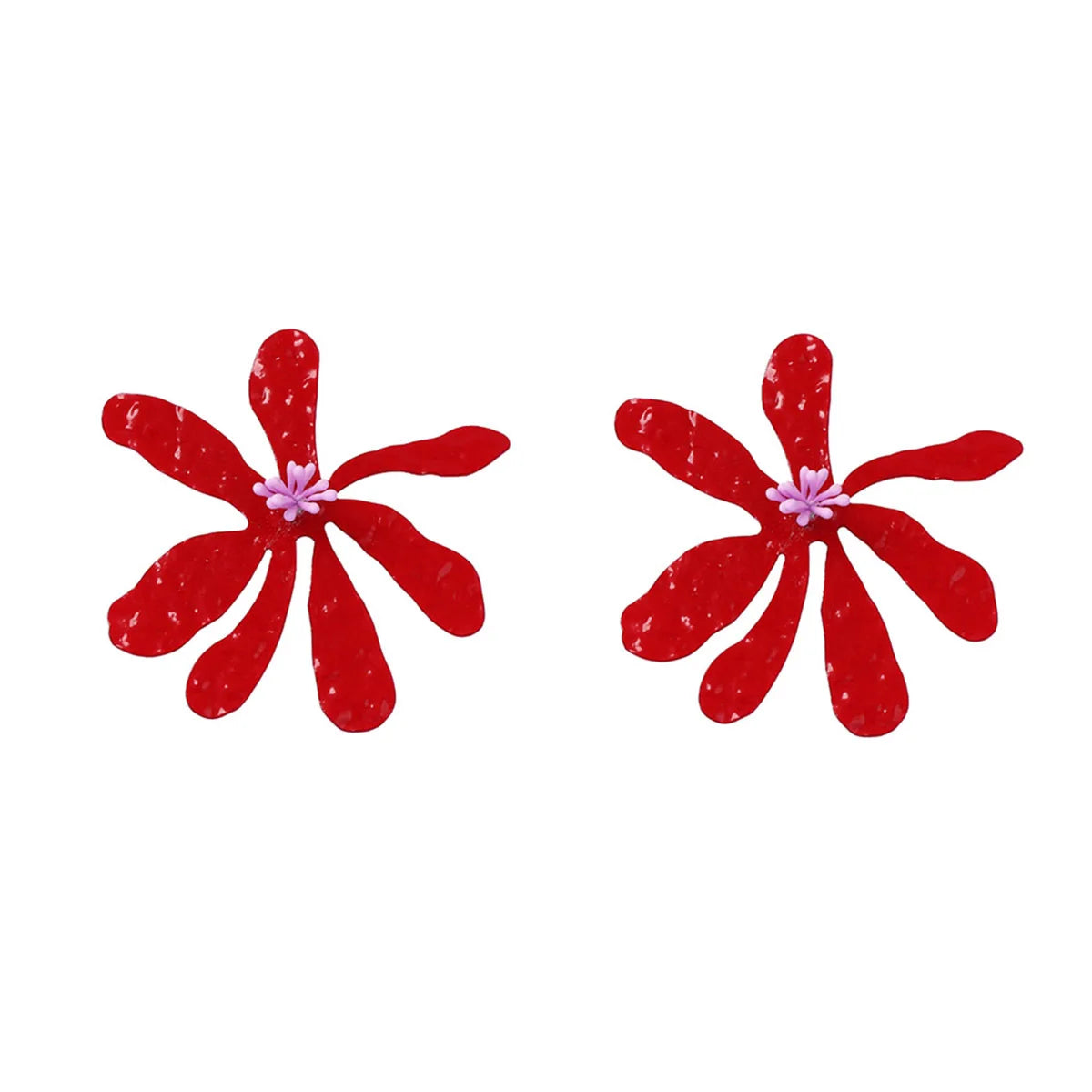 ZAA Personalized Trendy Metal Exaggerated Flower Vacation Style Earrings