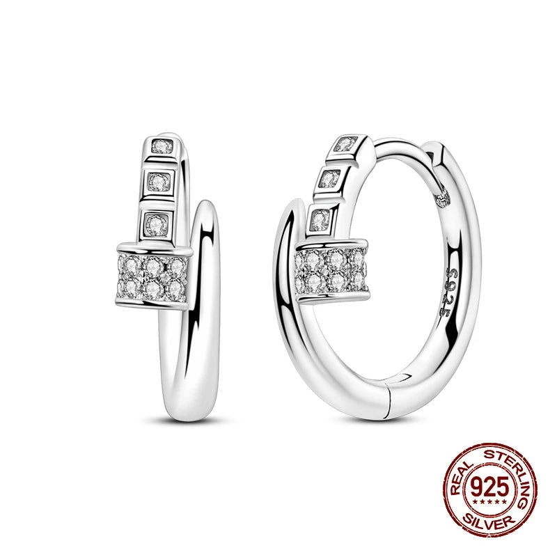 New Earrings 925 Silver Shining Baroque Style Retro Cross Hoop Earrings For Women Daily Wear Birthday Fine Party Jewelry Gift