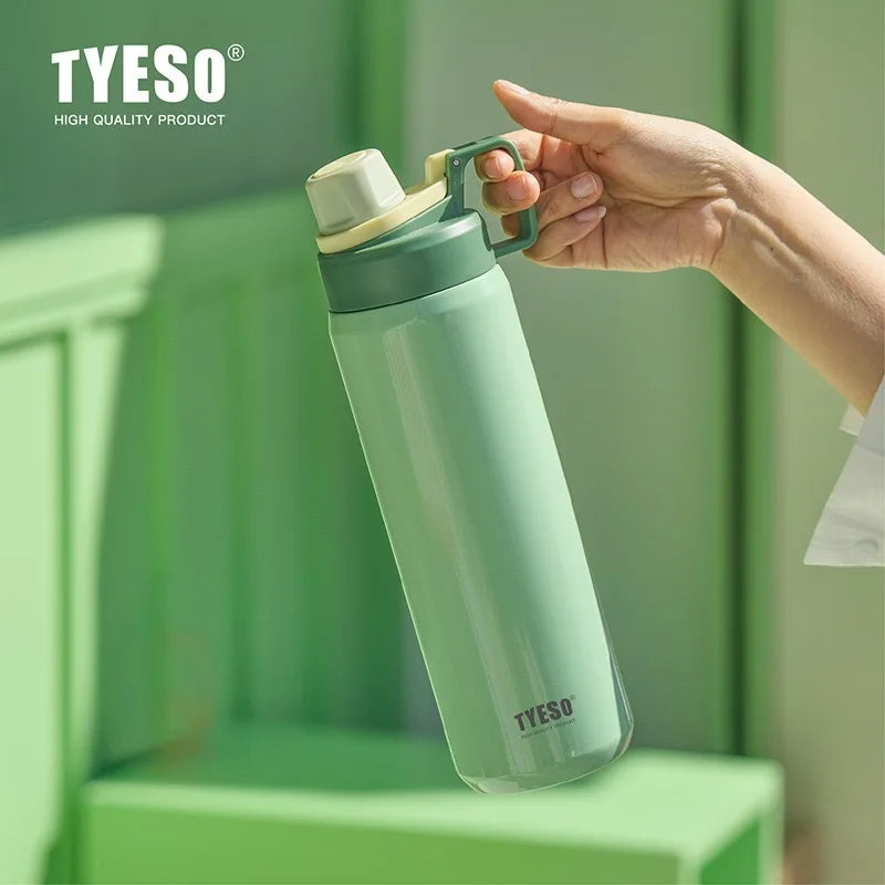 TYESO Insulated Water Bottle Stainless Steel Capacity Portable Tumbler for Outdoor Sports Fitness Travel Leakproof Ice Cold Cup
