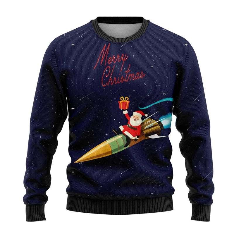 Cute Design Santa Claus Graphic Sweatshirts Kawaii Girl Jumper Sweater Funny Xmas Party Sweaters Casual Autumn Unisex Pullovers