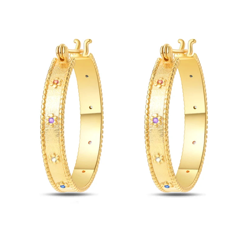 Classic Earrings 925 Silver Stars Moons Pearls Bees Golden Hoop Earrings For Women Engagement Birthday Proluxe Fine Jewelry Gift