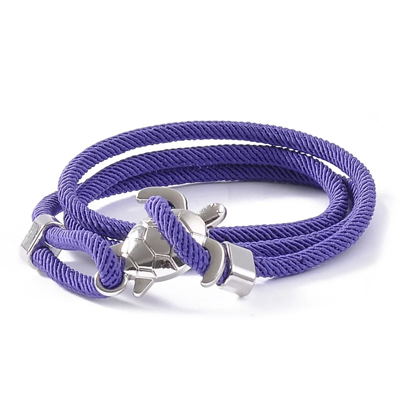 Cute Silver Color Sea Turtle Rope Bracelets For Women Men Wristband Jewelry High Quality Milan Line Pure Hand Knitting Bracelet