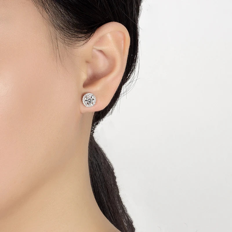 Moissanite Stud Earrings for Women round Brilliant Cut Conflict Free Simulated Diamond Jewelry Fashion Jewelry - Madeinsea©