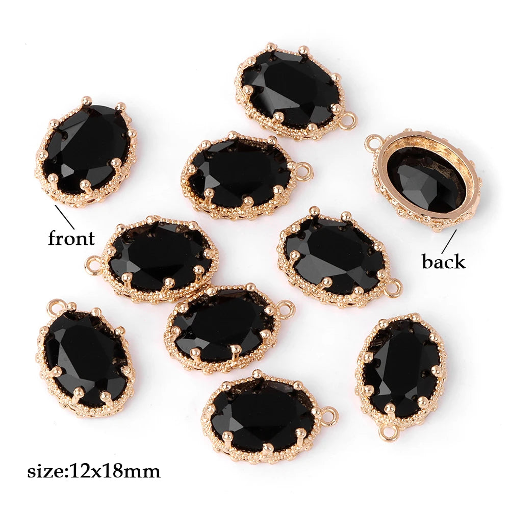 Fashoin Crystal Glass Pendant Oval Shape Rhinestone Charms For Vintage Women's Earrings Earrings Bracelet DIY Crafts Supply 5pcs