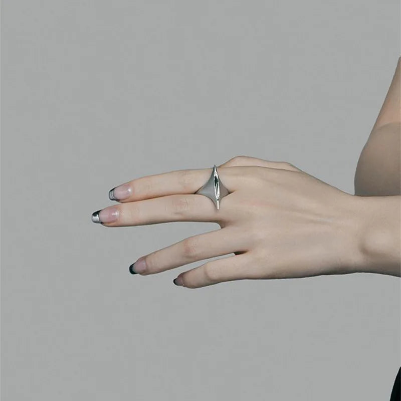 Retro The Sword of Maria Ring For Women Silver Color Punk Gothic Open Ring Handmade Unisex Designer Jewelry Accessories Gift