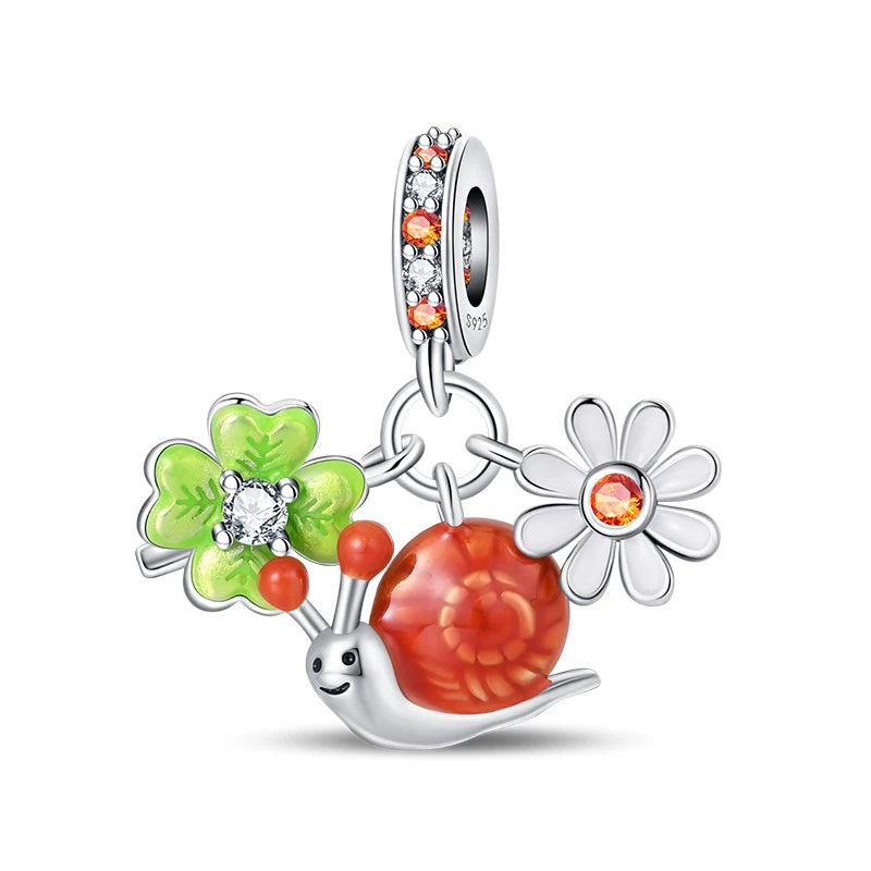 Spring 925 Sterling Silver Butterfly Snail Swallow Charms Beads Fit 3mm 925 Original Bracelets DIY Jewelry Birthday Gift