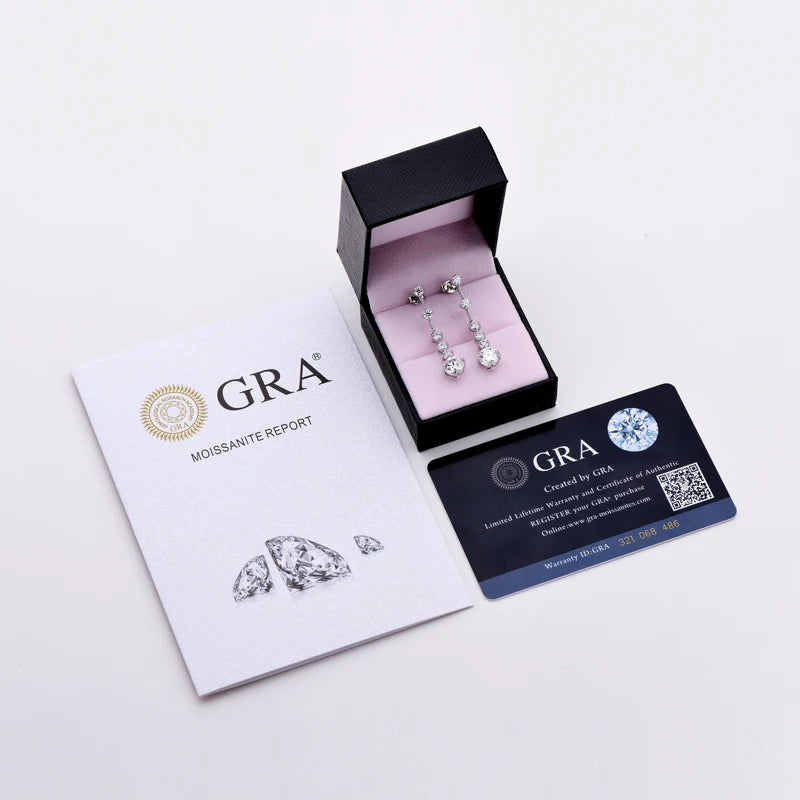 OXTAO GRA 3ct Moissanite Dangle Earrings Female D Color VVS1 Diamond Long Tassel Ear Drops 925 Sterling Silver Fine Jewelry Gift