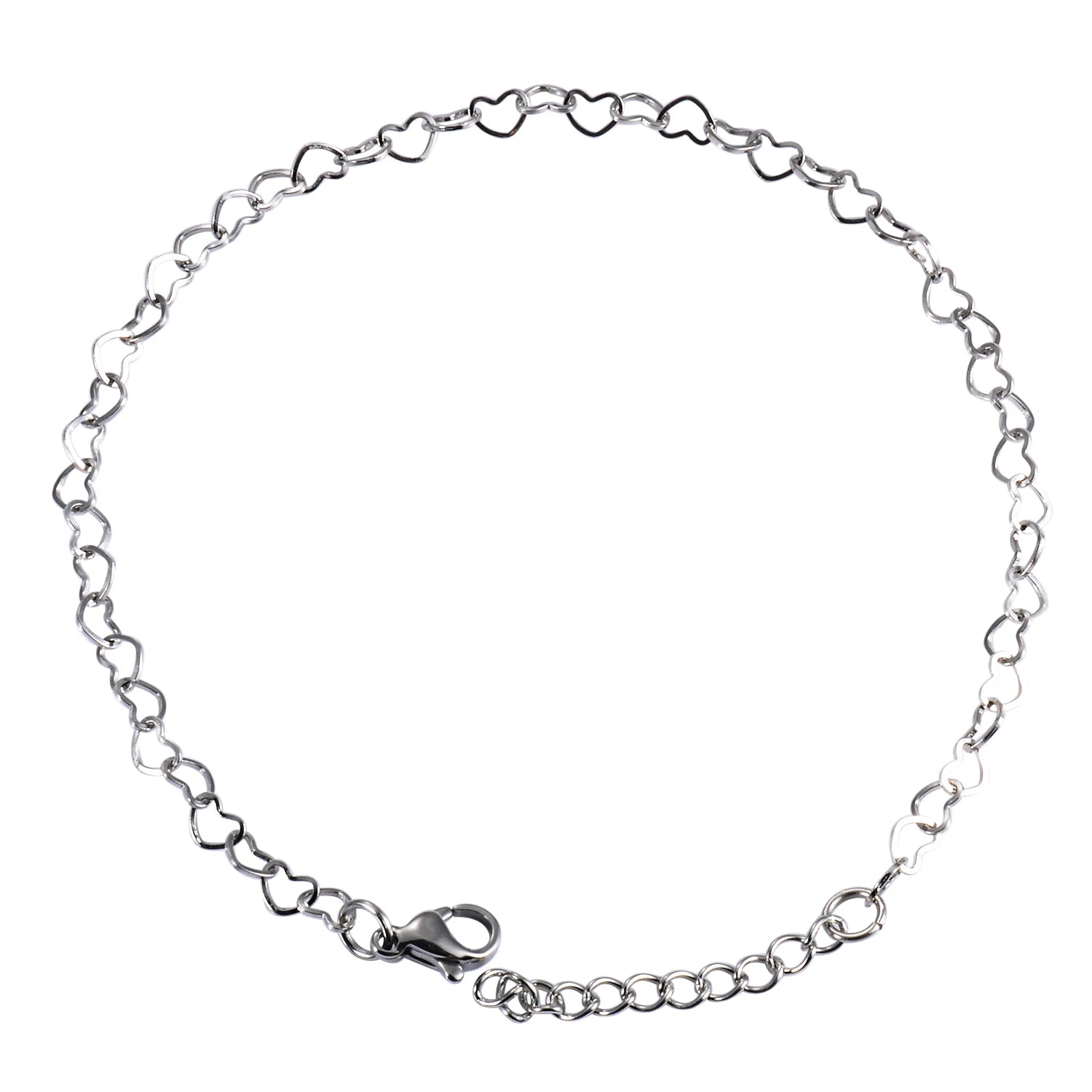 Hollow Stainless Steel Sweet Cute Love Statement Heart Chain Bracelet Anklet 3cm Extension for Girlfriend Women JewelryGift