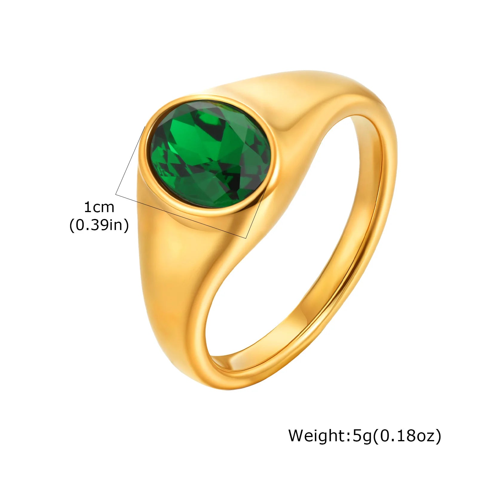 Vnox Minimalist Round Zircon Inlaid Rings For Women Men Stainless Steel Gold Color Elliptical Stone Ring Jewelry Never Lose - Madeinsea©