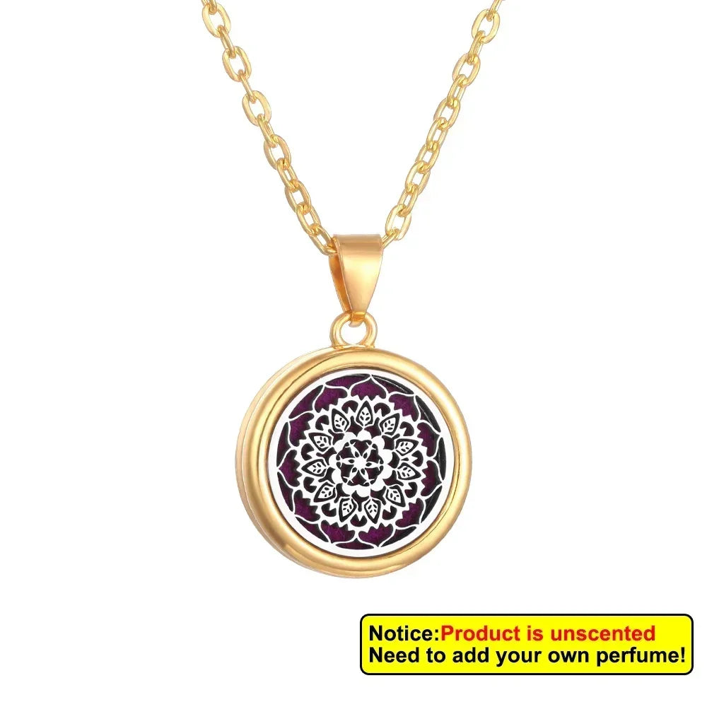 2025 New Tree of Life Aromatherapy Necklace Golden Rose Color Open Locket Scent Aroma Perfume Essential Oil Diffuser Necklace